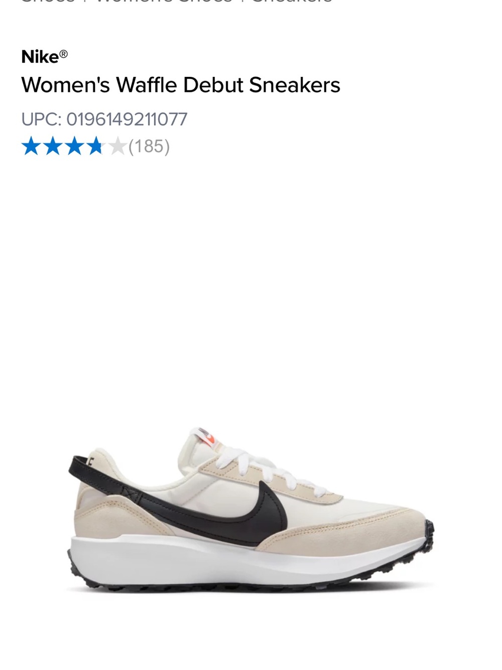 Nike Women's Waffle Debut Sneakers - White, Beige & Black